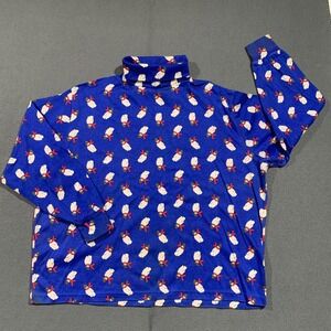 Headliners For Women Vintage Snowman Turtleneck Royal Blue Novel Print 20W Top